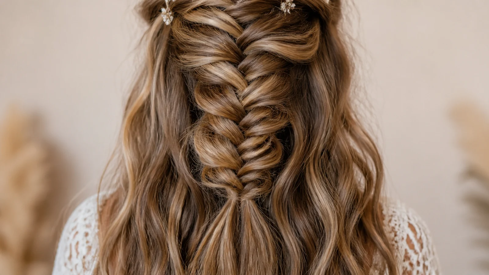 Long mermaid braid braided into pre waved beach texture with a loose fanned finish