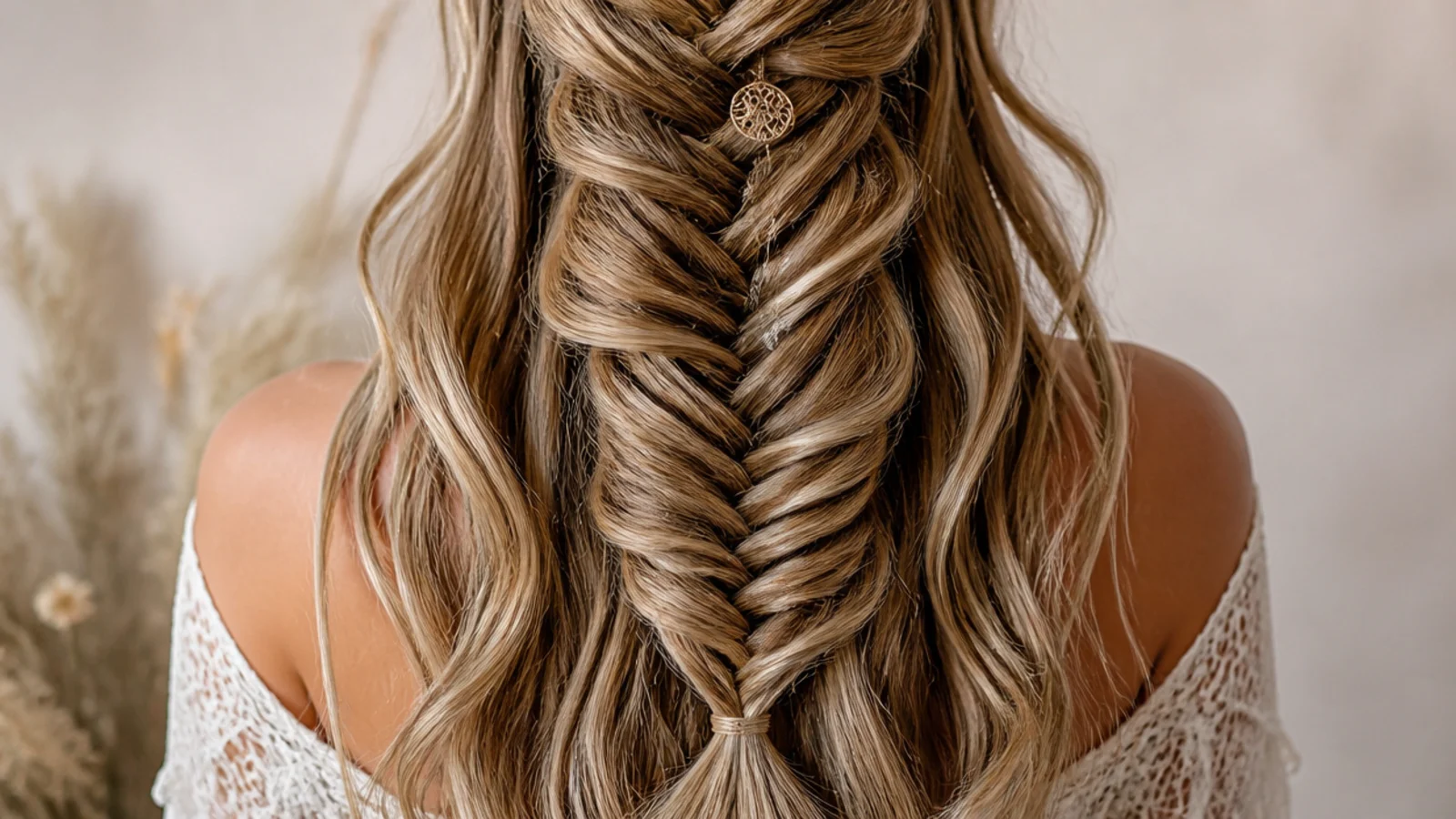 Long mermaid braid built on 26 inch crochet installed lengths with loose wave ends left out