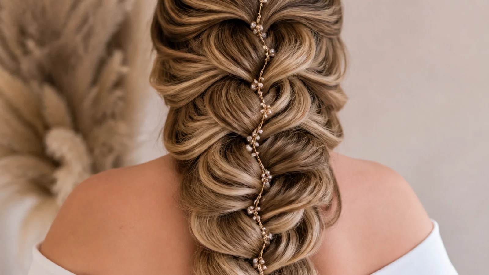 Prom mermaid braid built on shoulder length hair with clip in extension wefts blended in