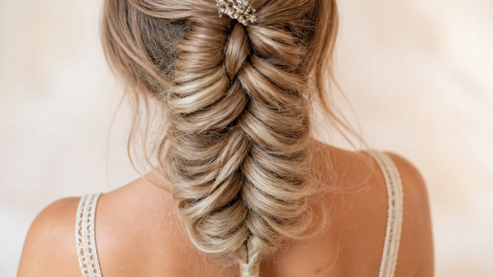 Fully pancaked mermaid braid fanned to three inches wide on day two textured hair