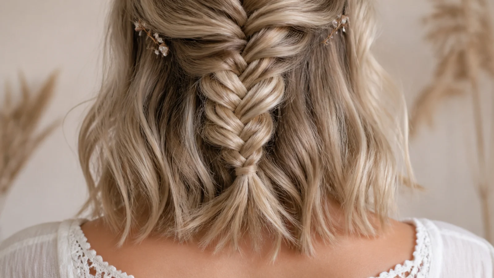 Short mermaid braid attempt on a collarbone lob ending after four inches with layers sticking out