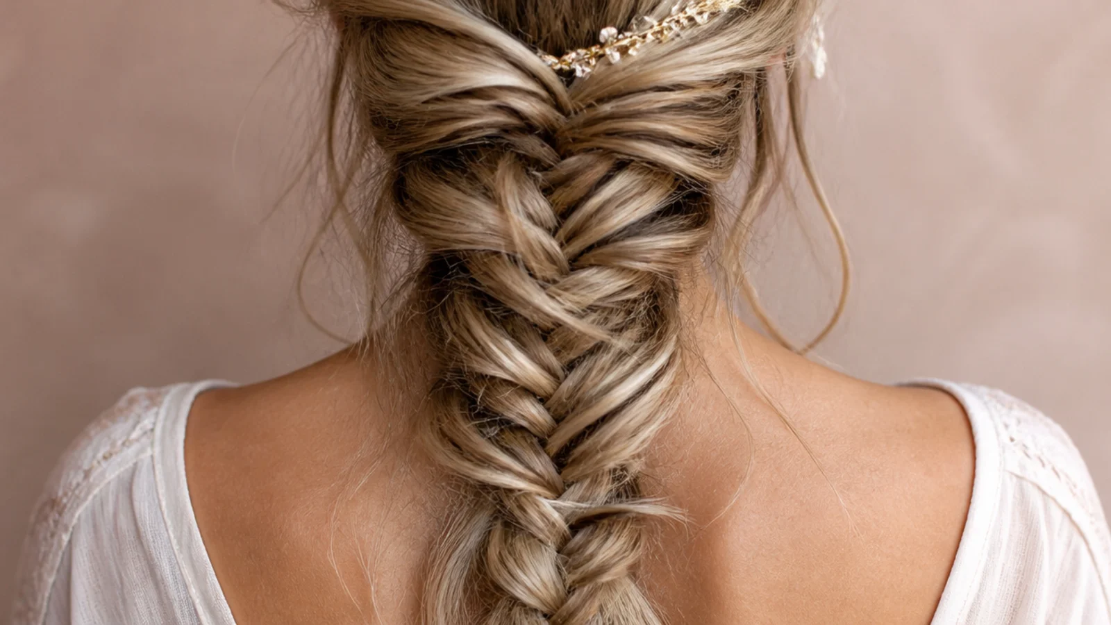 Deliberately messy everyday mermaid braid with uneven crossovers and loose ends