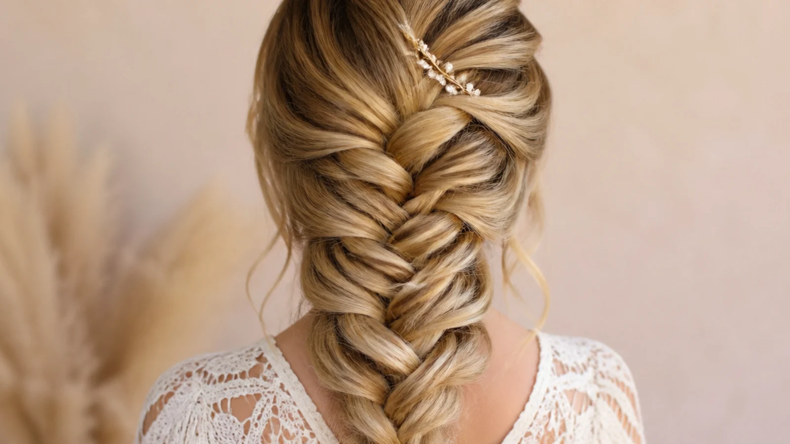 Mermaid braid started from a deep side part with a swept volume section at the front