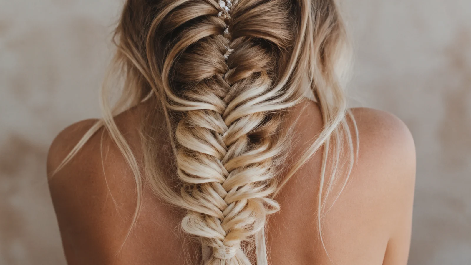 Beachy mermaid braid with gritty salt sprayed texture and sun lightened ends