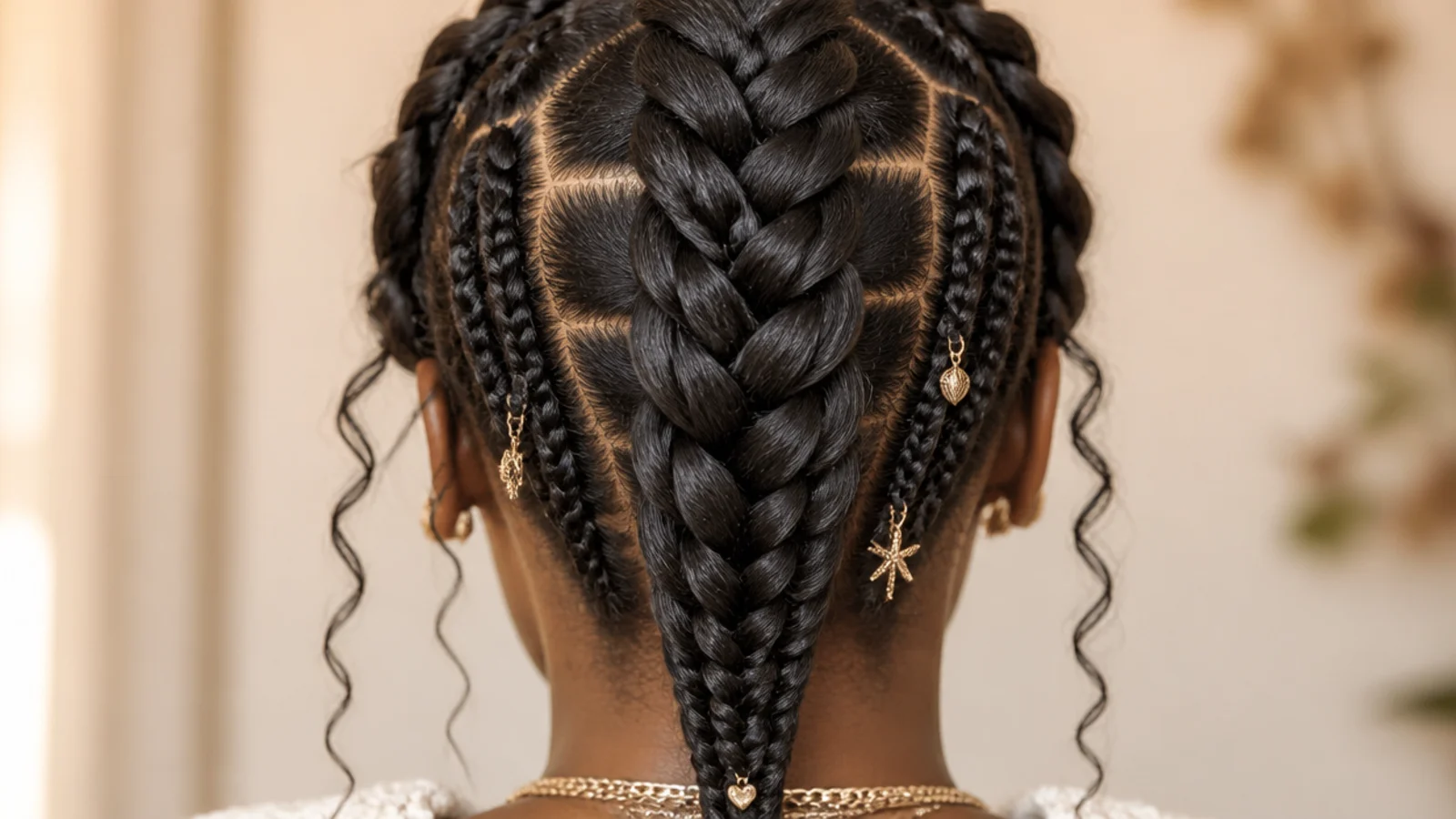 Mermaid braids and boho braids compared on 4C natural hair with a clean parted grid