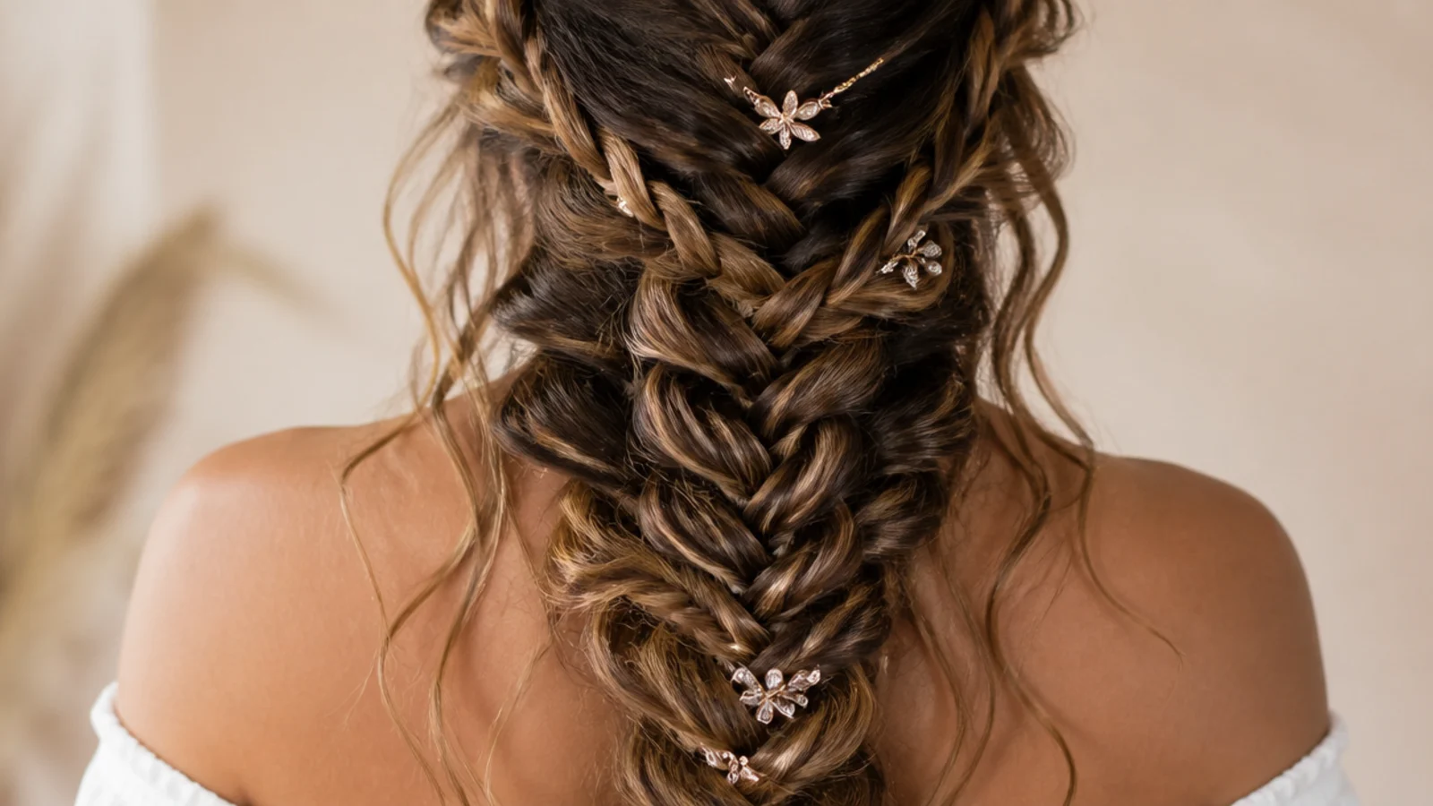 Boho braids with loose curly human hair pieces added to every third braid for scattered texture
