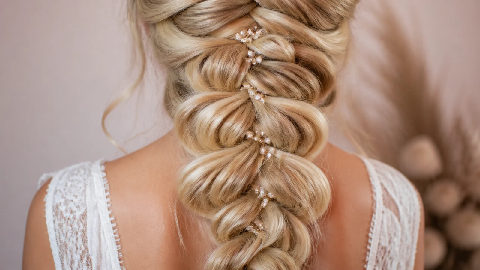 Jumbo mermaid braid on fine blonde hair pancaked wide with texture spray for grip
