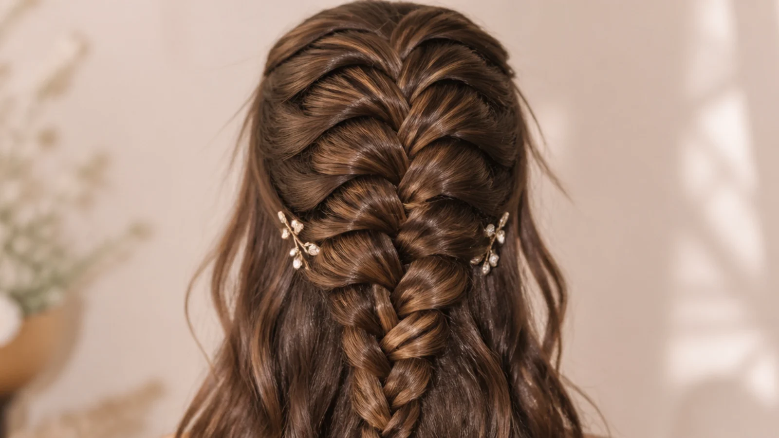 Dutch side mermaid braid sitting raised off the scalp along the hairline on brunette hair