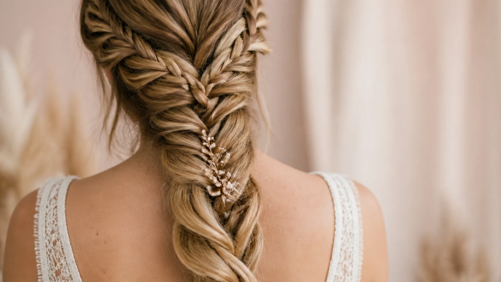 Two thin side mermaid braids joined and pulled together over one shoulder