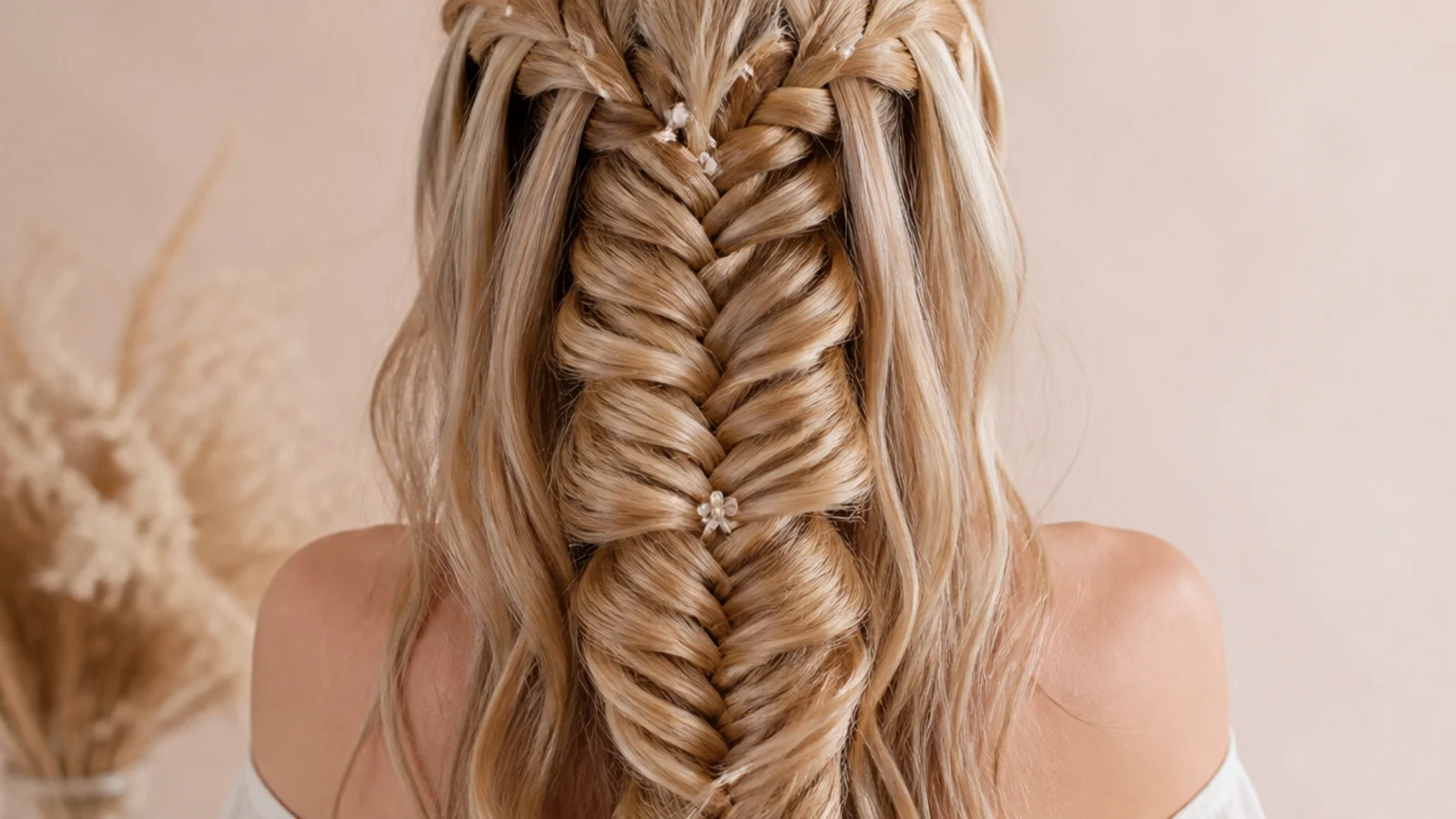 Waterfall mermaid braid with clip in extensions adding length and width to the fishtail