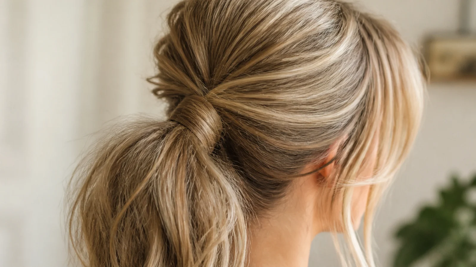 Vintage 1960s messy ponytail with a lifted bouffant crown and a smooth surface layer