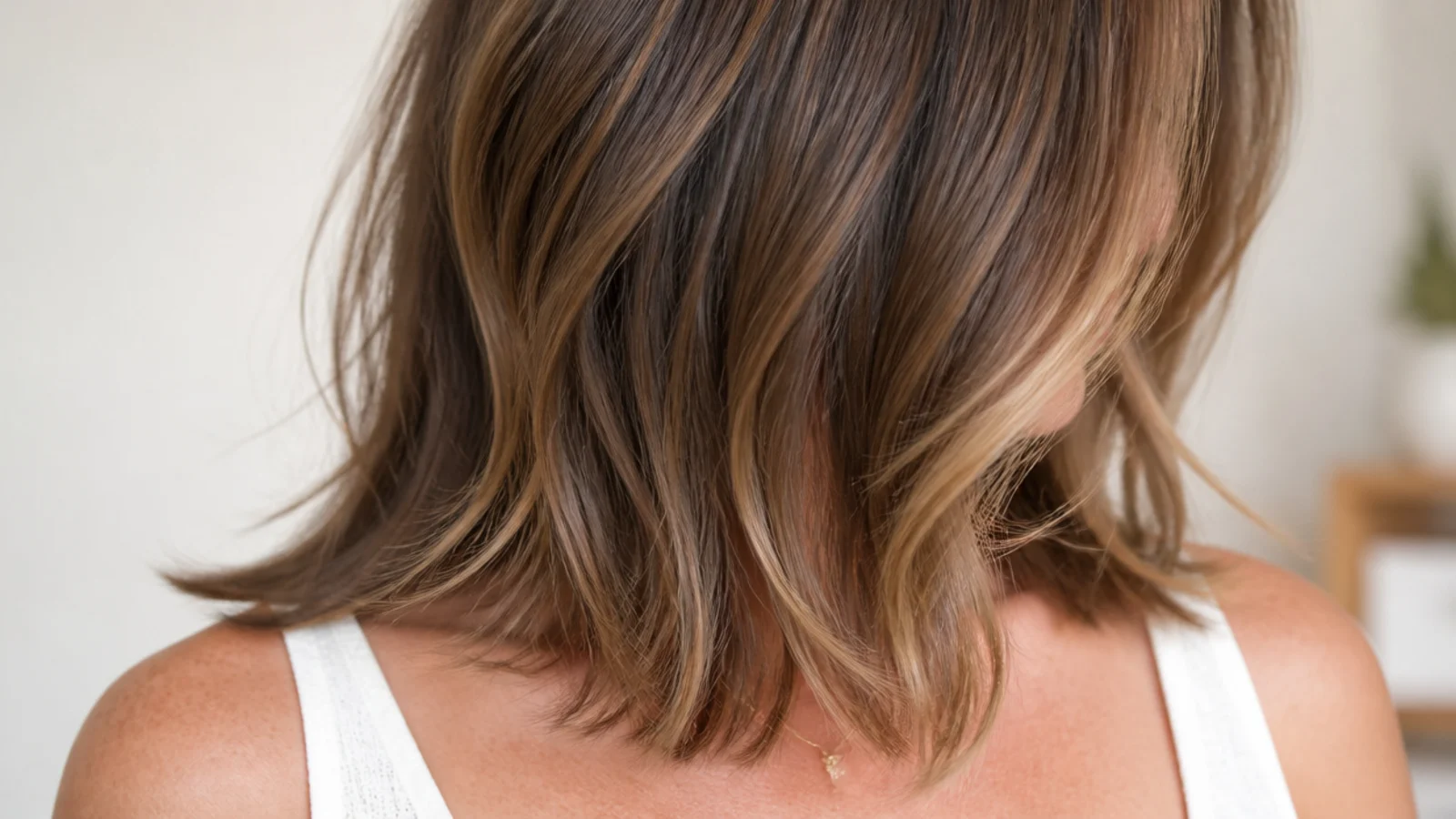 Collarbone length fine hair cut to blend short postpartum regrowth at the hairline