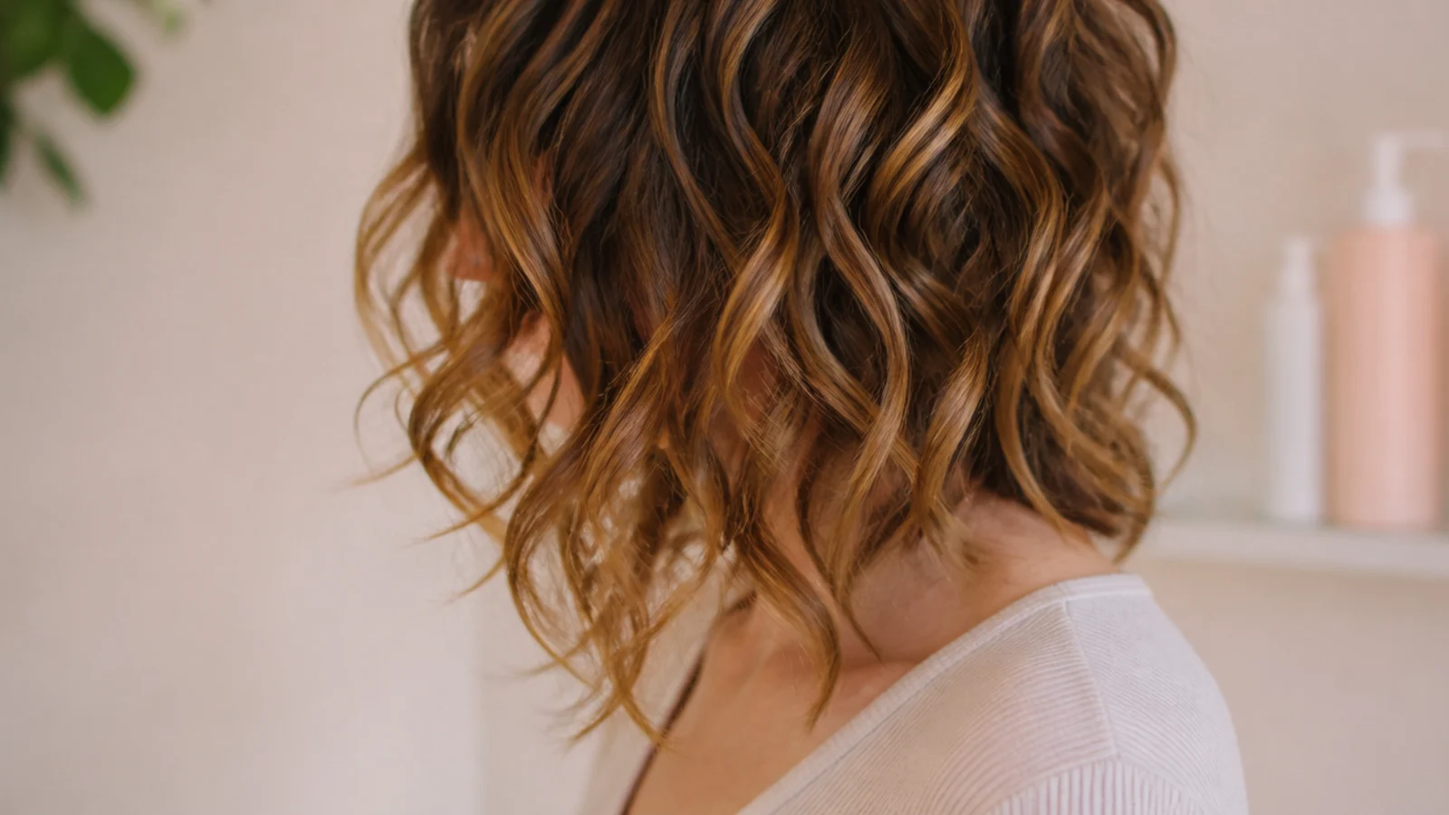 Mid length curly hair cut curl by curl while dry with layers shaped around the face