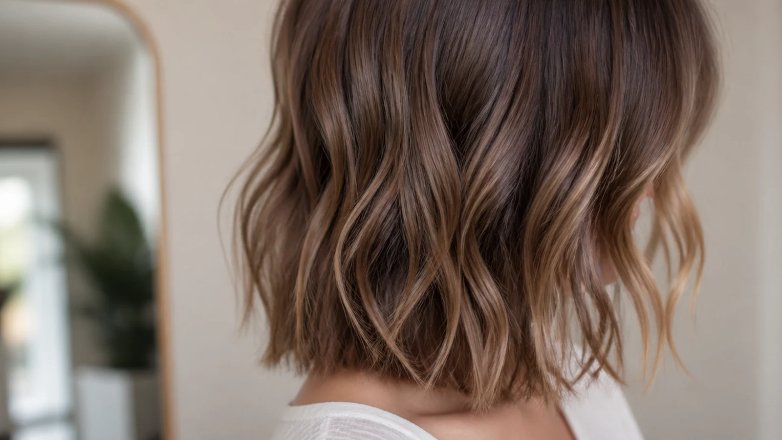 Wavy 2B mid length hair with beachy piecey layers and lived-in separated ends