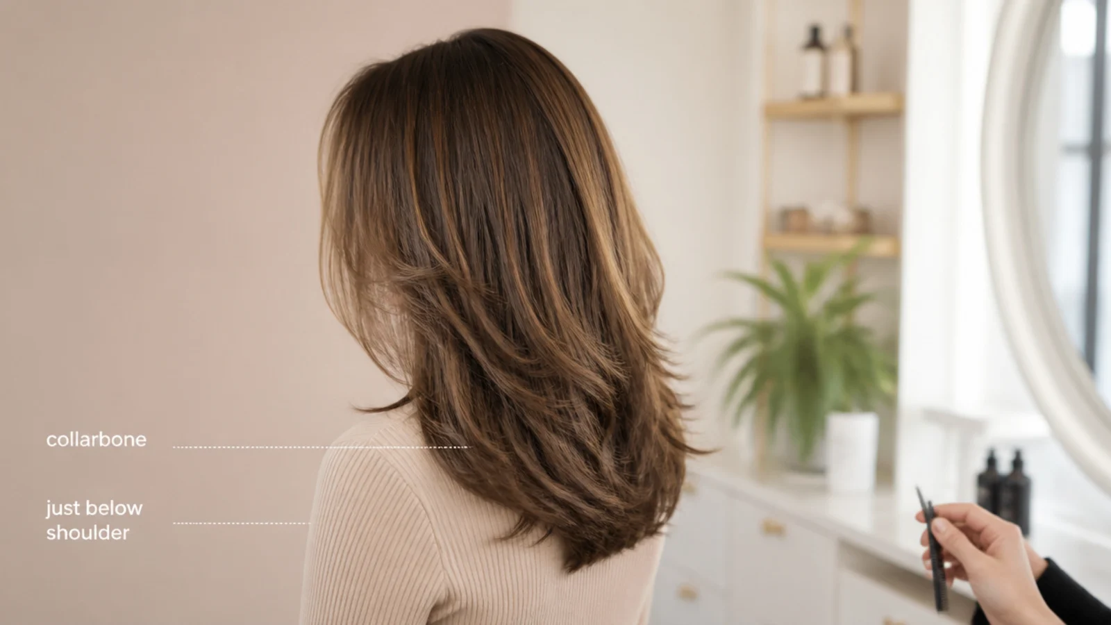 Growing out a mid length haircut from collarbone to below shoulder with dusting trims