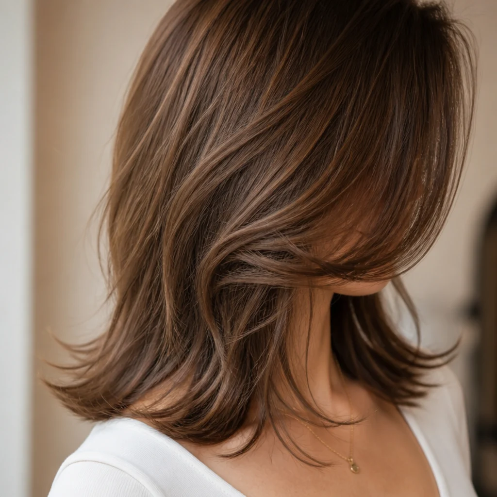 Square jaw face shape compared with below shoulder mid length cut and long soft layers