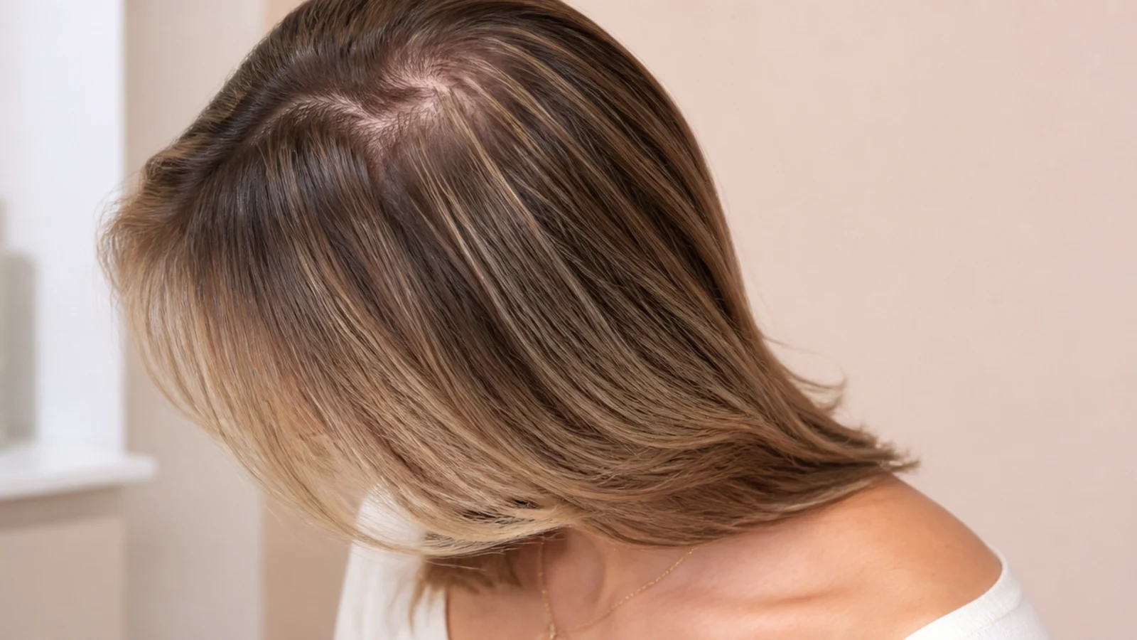 Thinning hair at the part compared at mid length haircut and long hair length