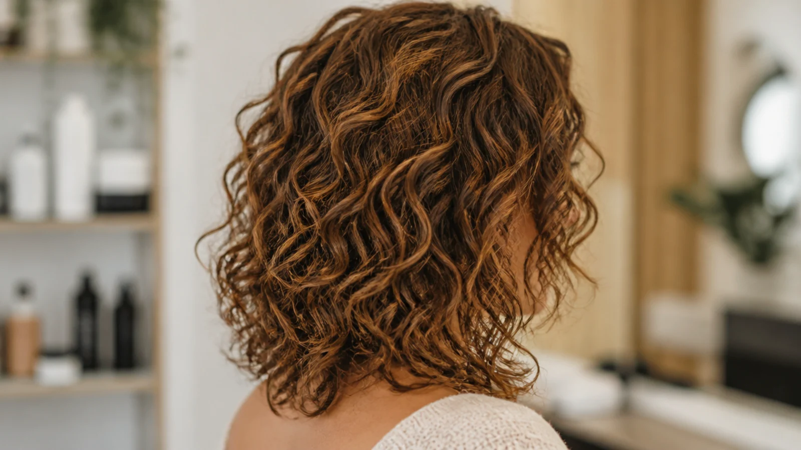Curly shaggy mid length haircut on 3A curls cut dry curl by curl with rounded crown layers