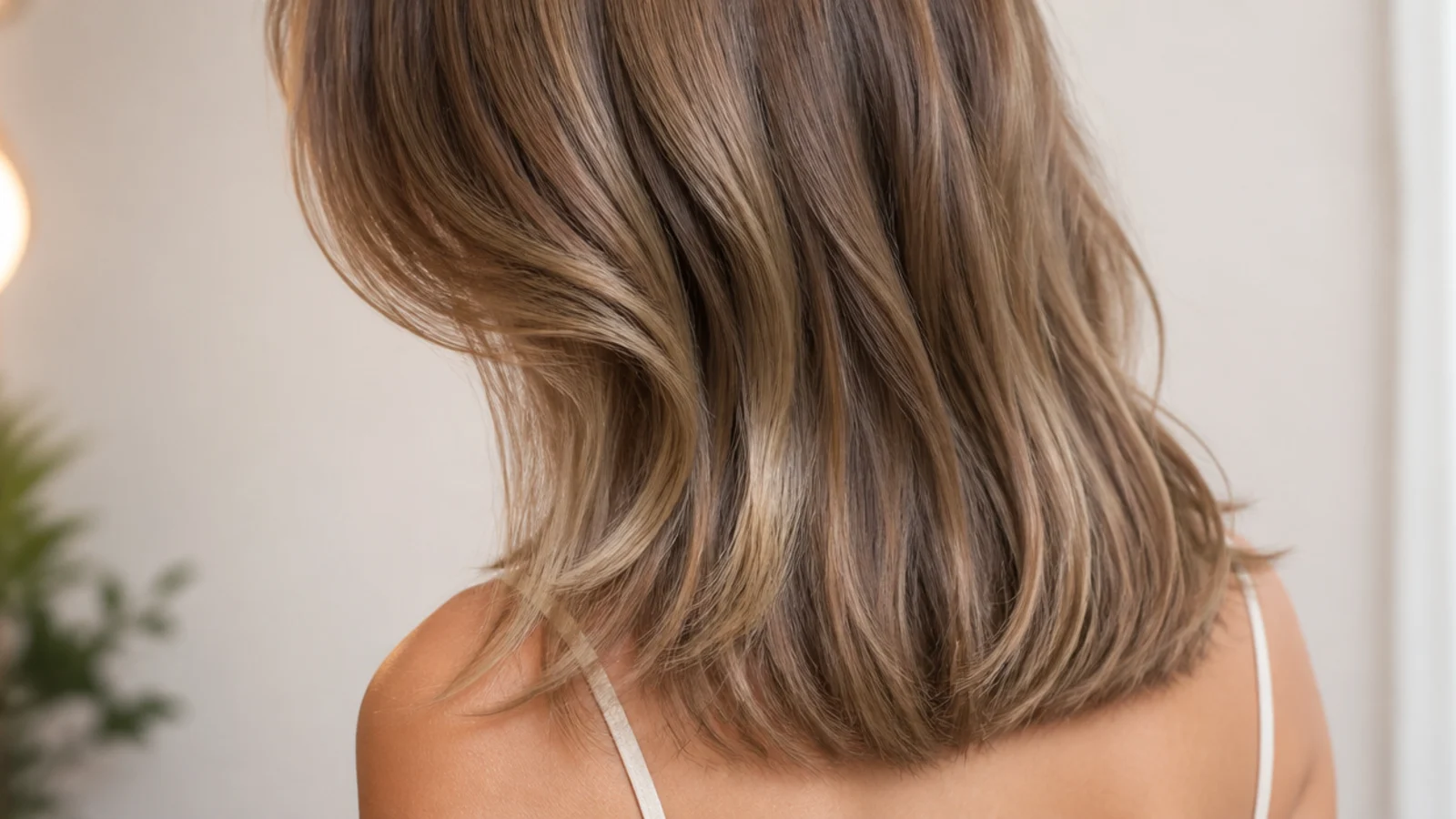 Mid length haircut with long invisible textured layers blended with no visible step