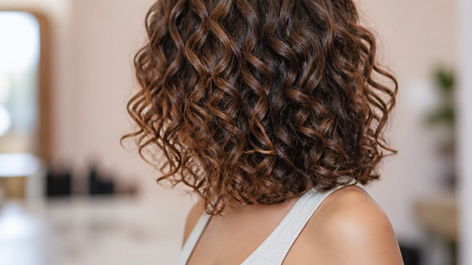 Textured mid length haircut on 3A curls cut dry curl by curl at collarbone length