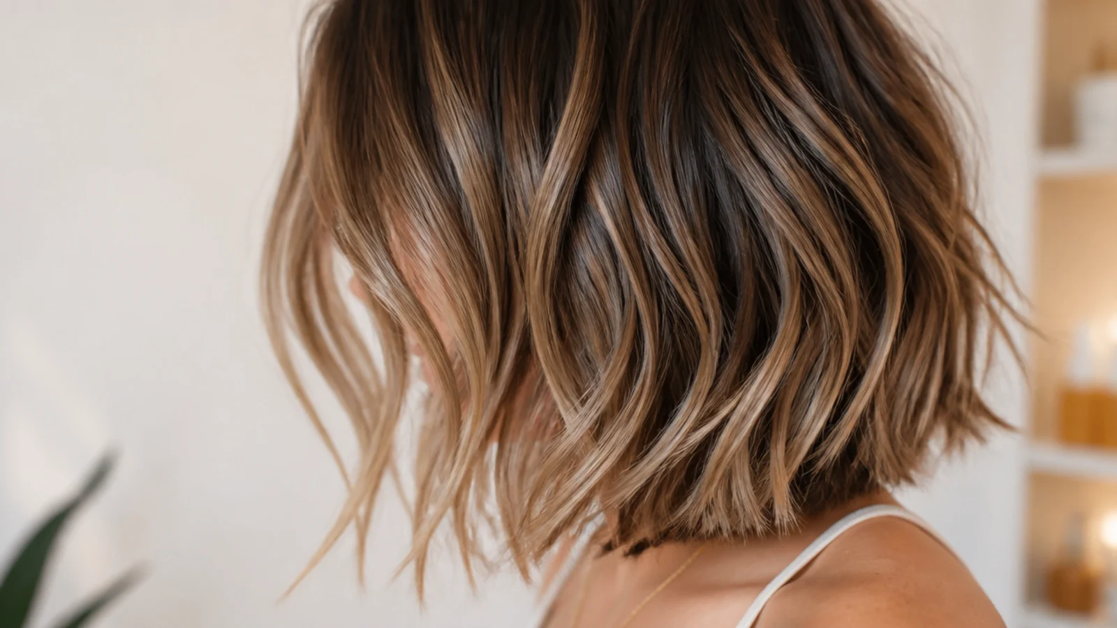 Blunt wavy collarbone haircut with a strong perimeter line and hidden interior layers