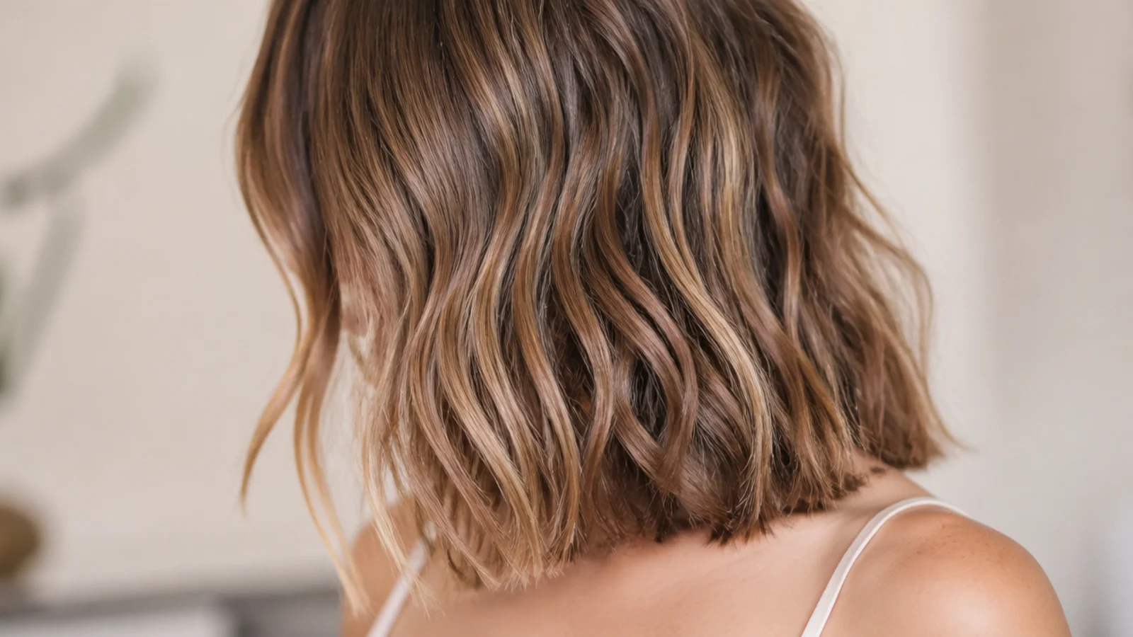 Beachy wavy lob with point-cut ends styled undone on unwashed day-three hair