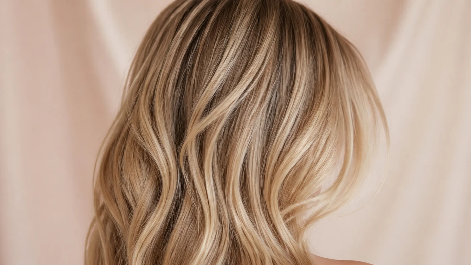 Sandy blonde air-dried hair with undone natural texture and soft face-framing layers, viewed from behind
