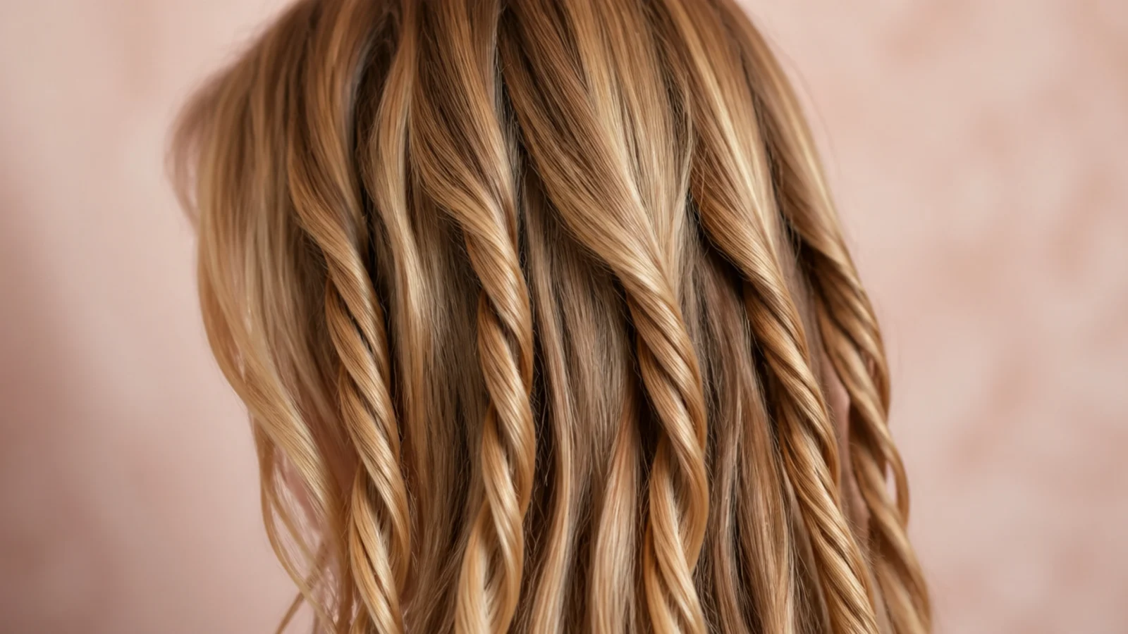 Six loose two-strand twists in damp blonde hair drying into a soft natural bend