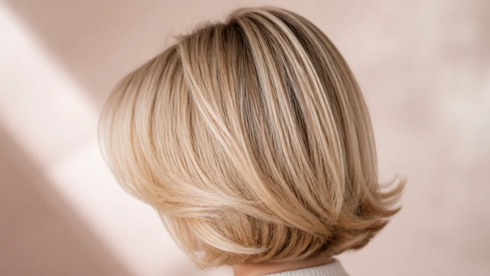 Bouncy blonde blowout bob with round-brush volume at the roots and ends flicked back