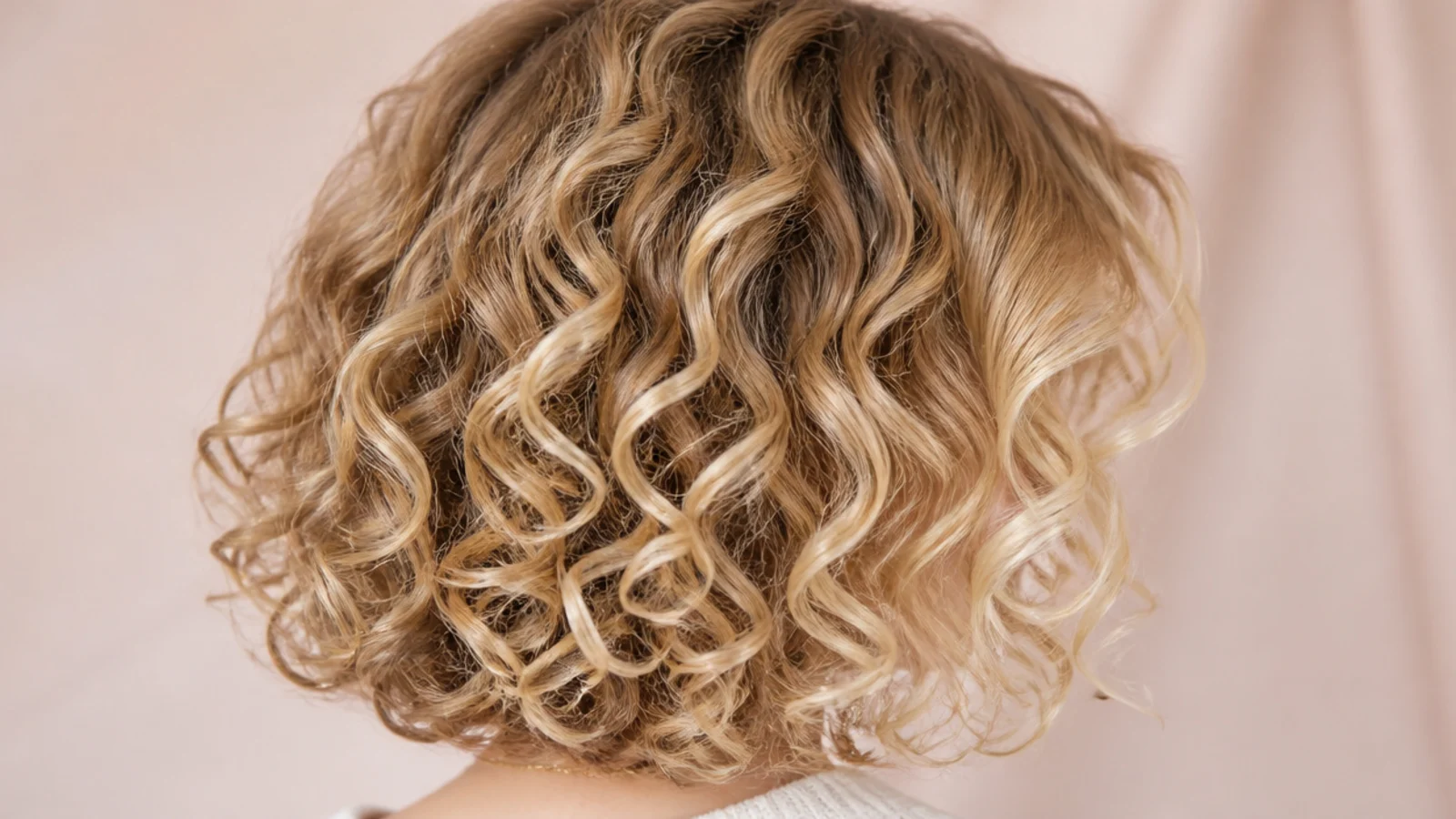 Springy blonde curly bob on 3a curls with defined ringlets sitting just above the shoulders