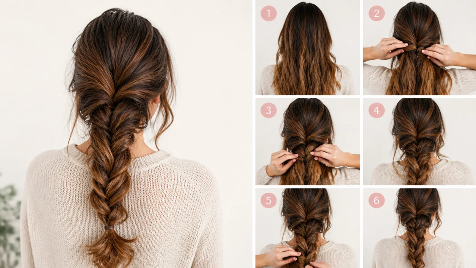 Everyday braided hairstyle ideas step by step, vertical Pinterest pin