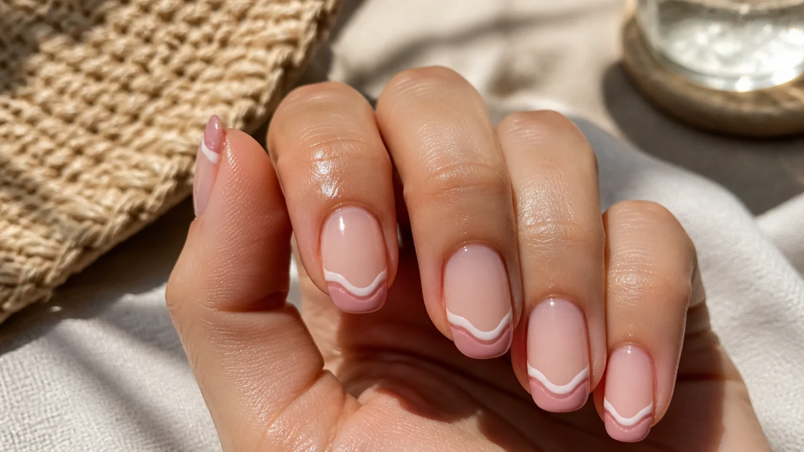 Cuticle oil massaged into summer nails in shade to rehydrate after saltwater and heat