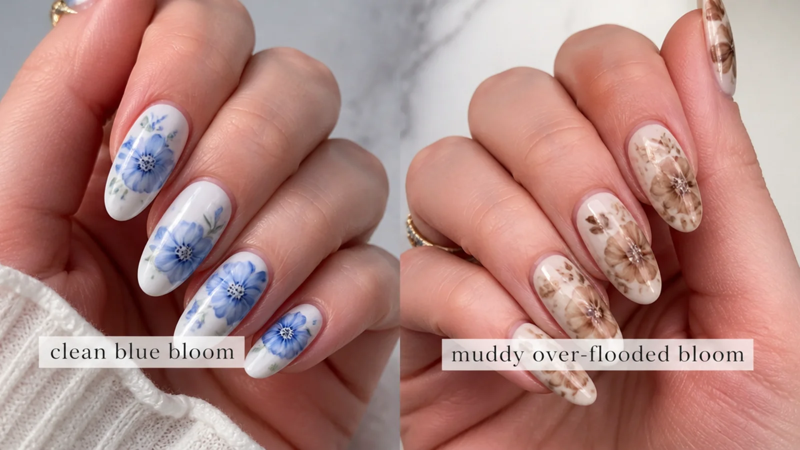 Comparison of a clean blue bloom and a muddy over-flooded bloom