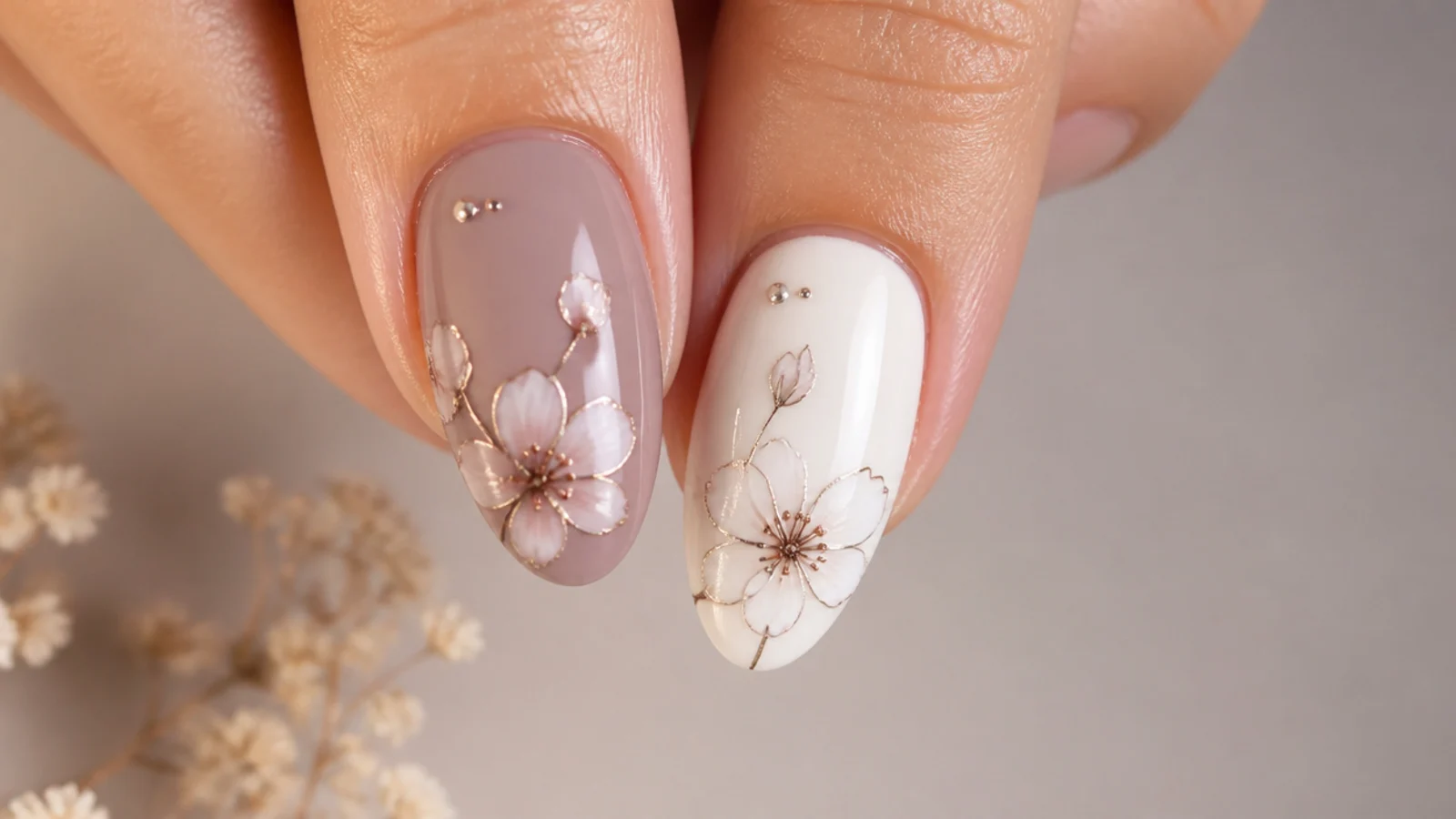 Two nails compared, one muddy bloom and one clean white bloom