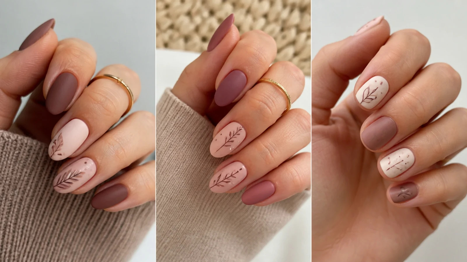 Almond, oval and short boho nails with a soft matte finish