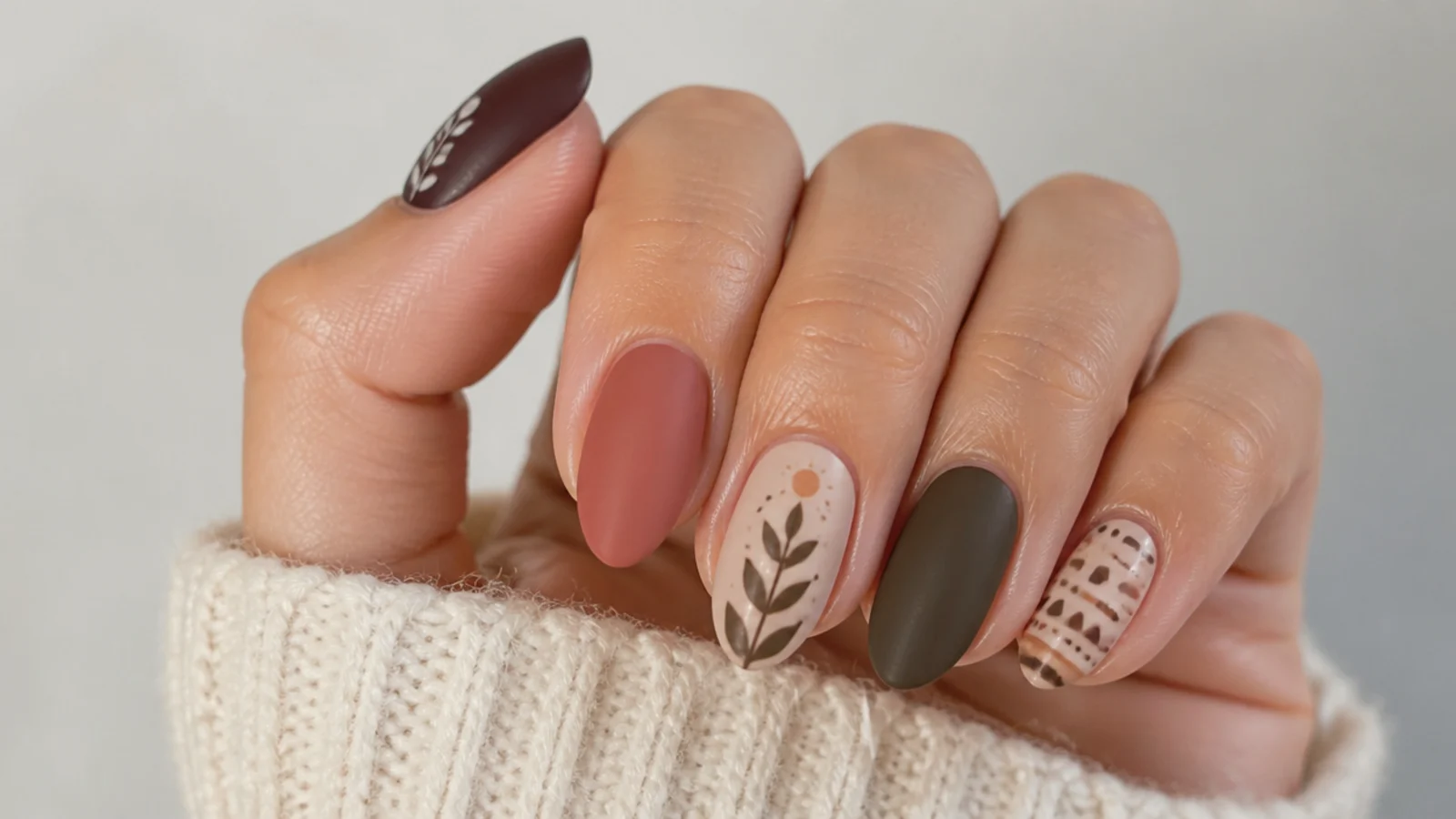 A well-sealed matte boho manicure with cuticle oil for longevity