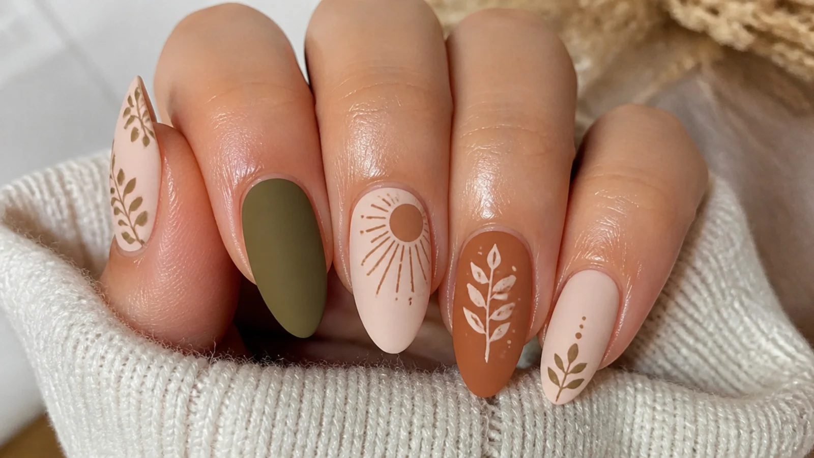 A well-sealed matte boho manicure with cuticle oil for longevity