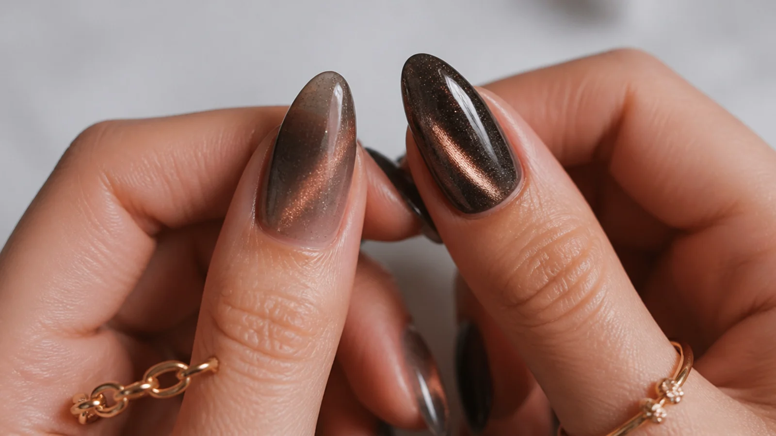 A smudged cat eye tip beside a clean sharp cat eye stripe for comparison