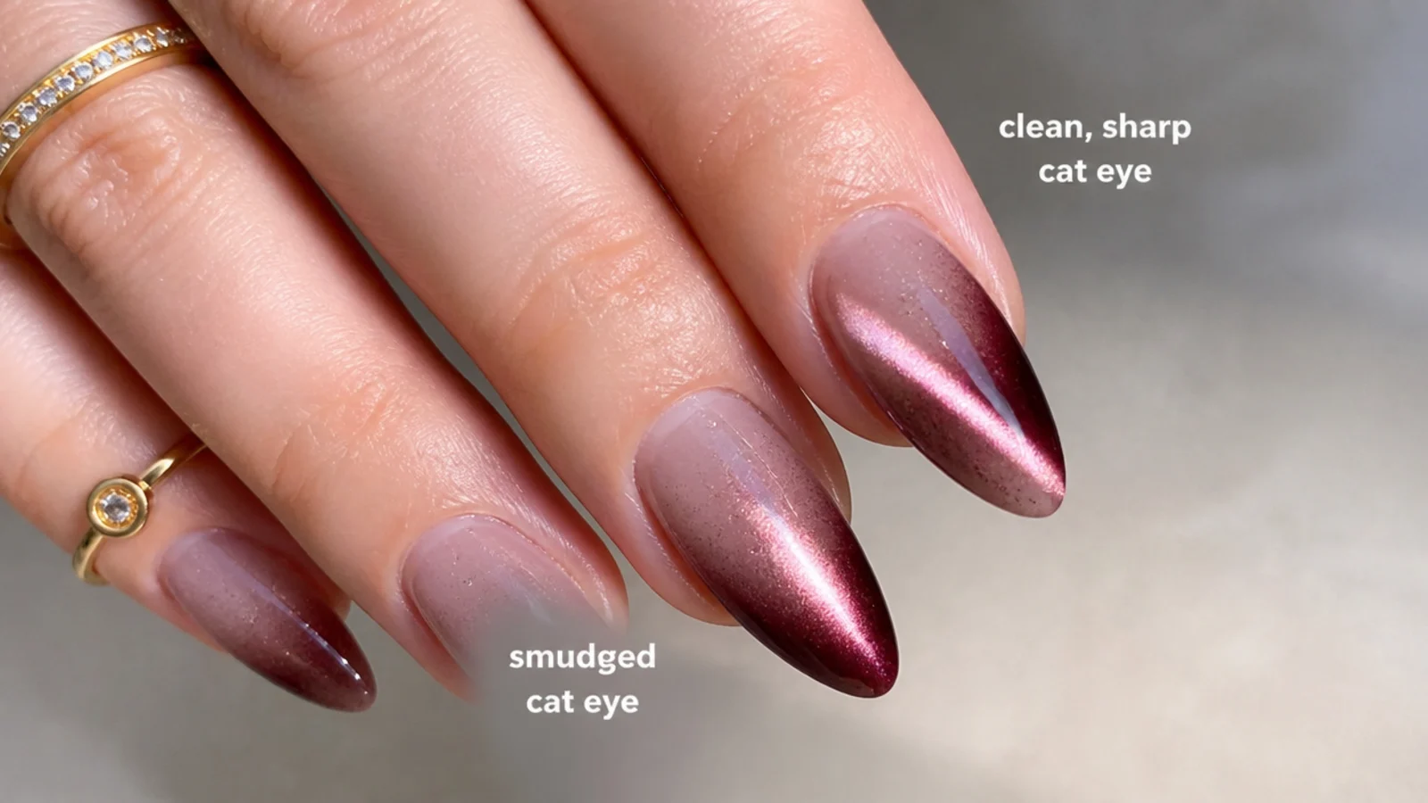 A smudged cat eye tip beside a clean sharp light stripe for comparison