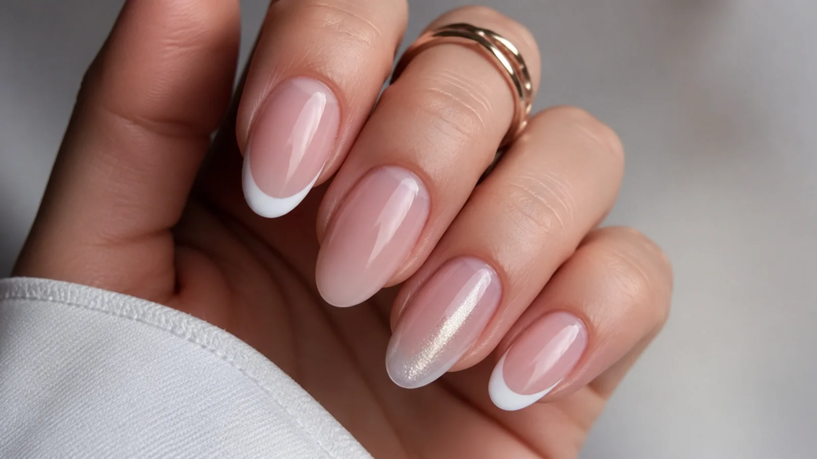 A flat white classic french tip beside a white cat eye tip with a magnetic light band