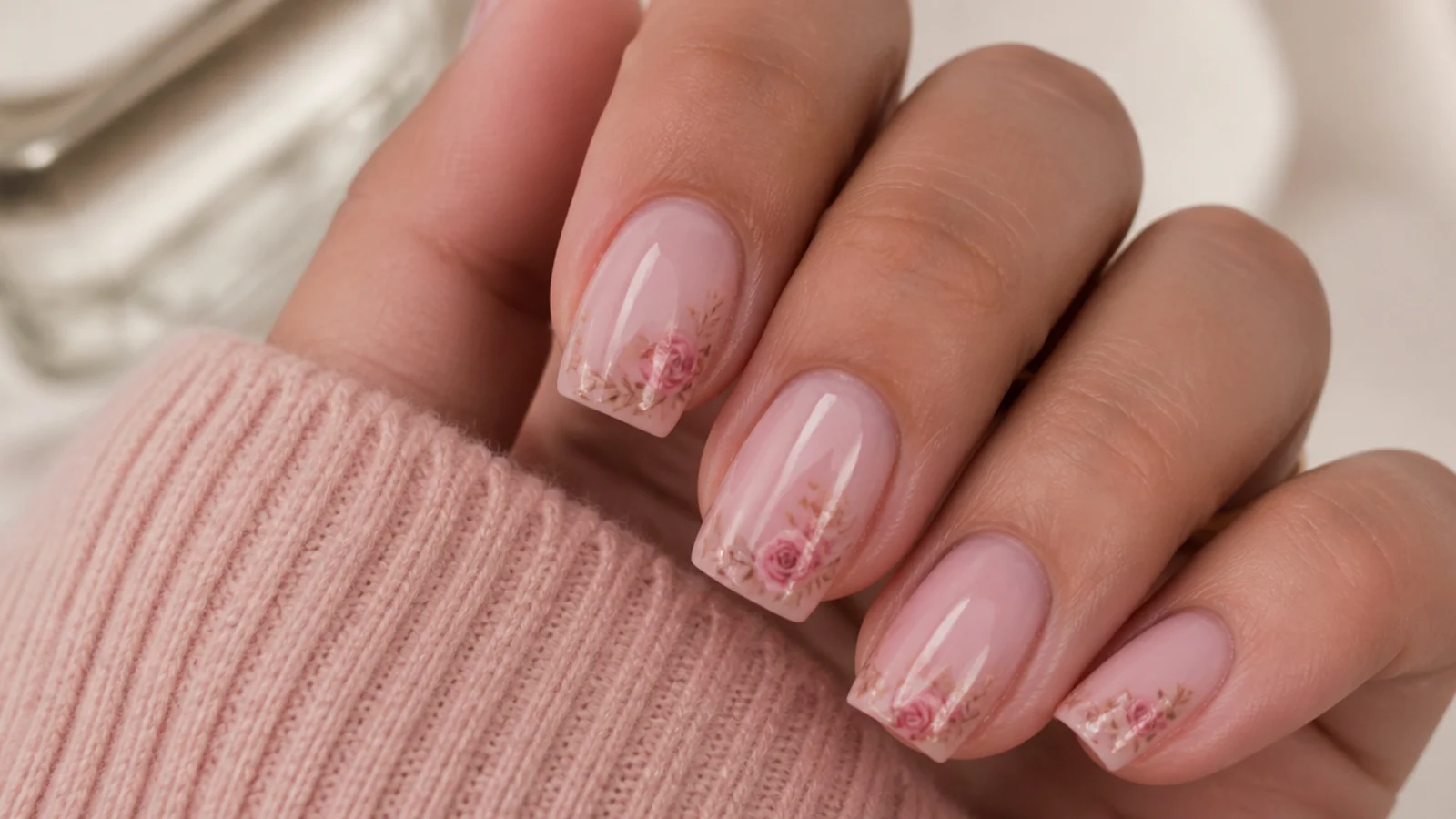Four short coffin nails side by side at natural length, 2mm, 4mm and 6mm free edge