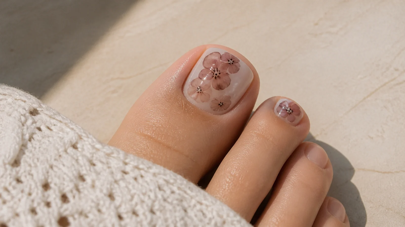 Big toe nail beside a small toe nail showing the size difference for nail art scaling