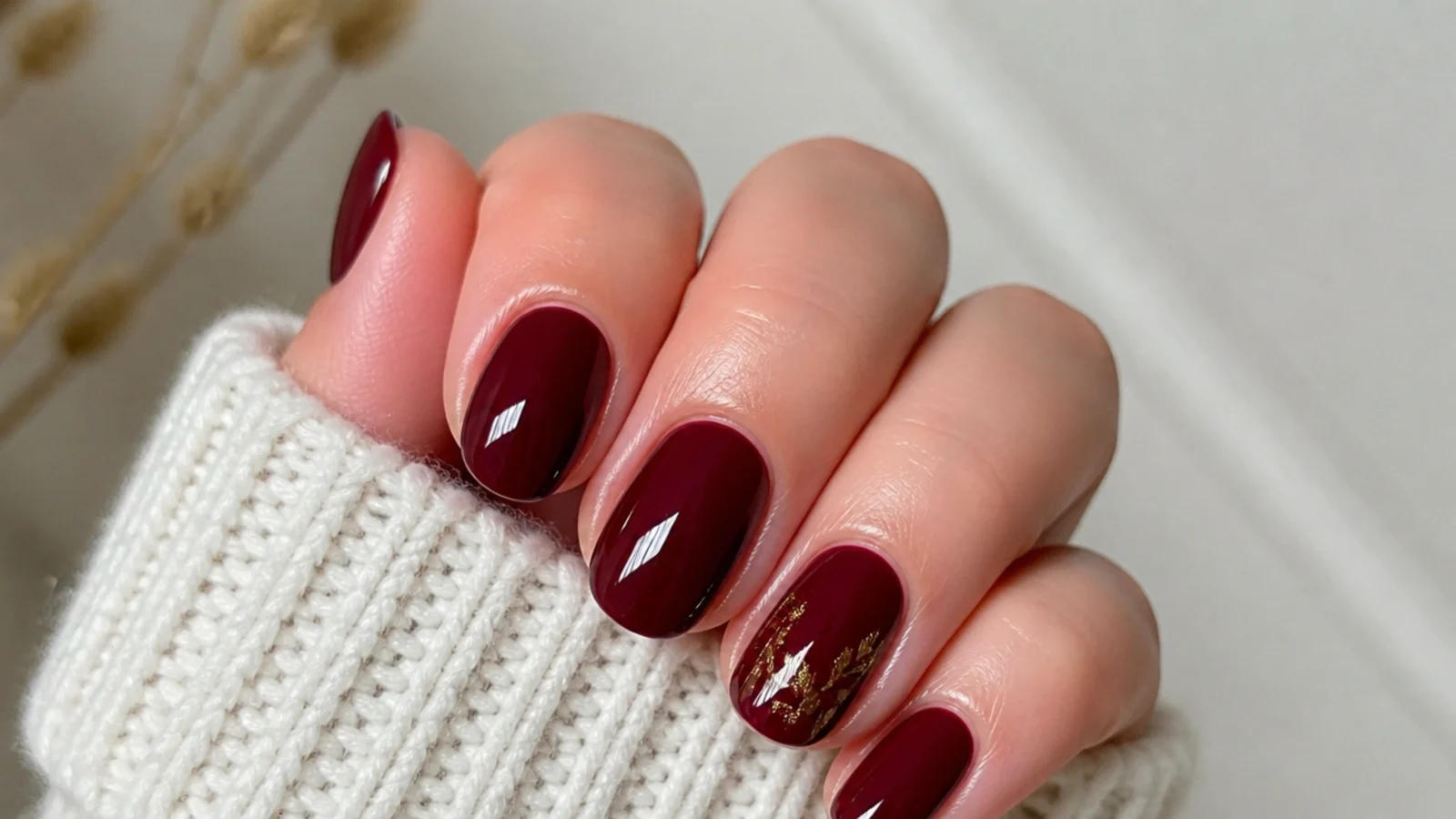 A well-sealed deep berry gel manicure with cuticle oil for longevity
