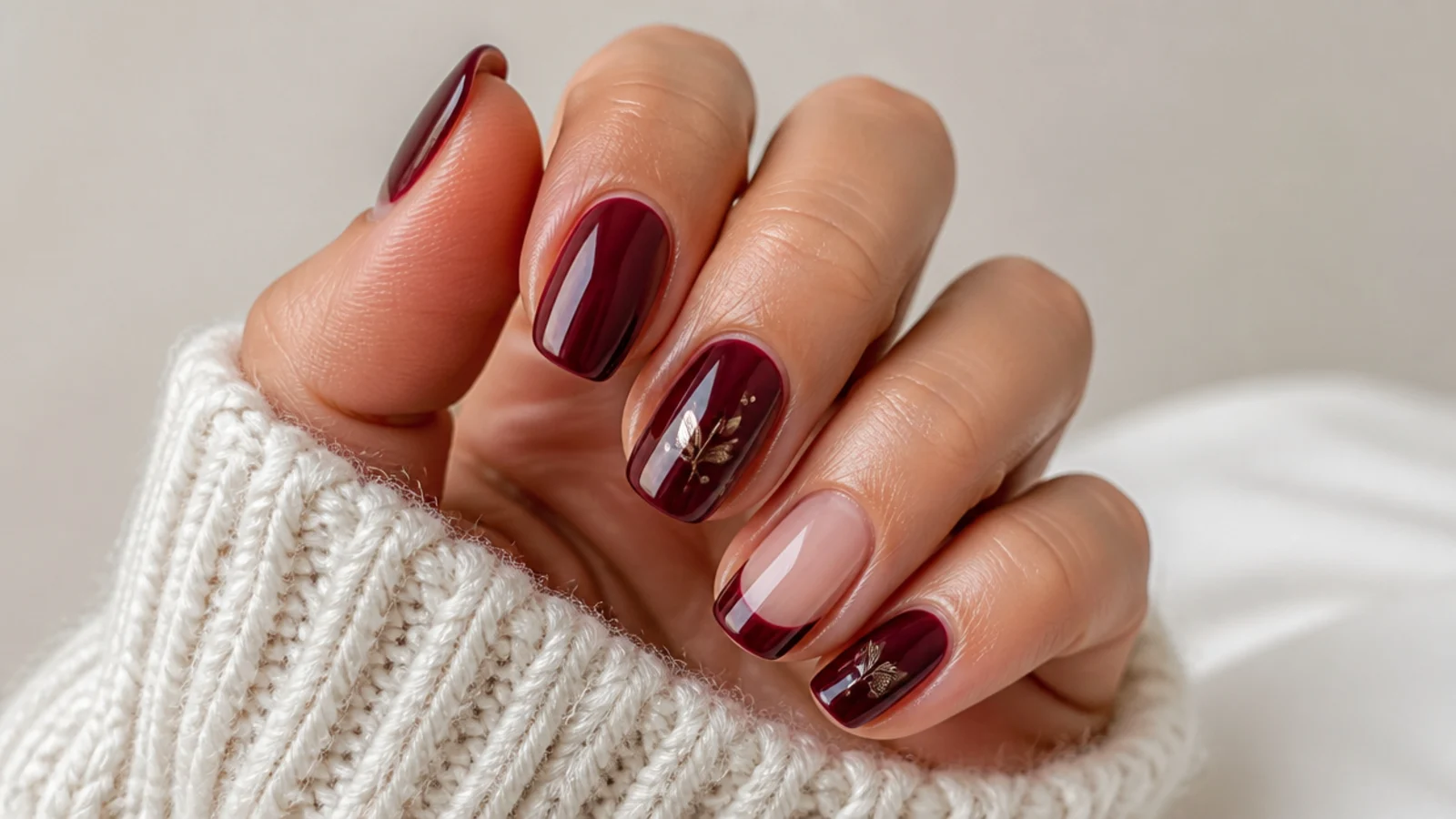 A well-sealed deep berry gel manicure with cuticle oil for longevity