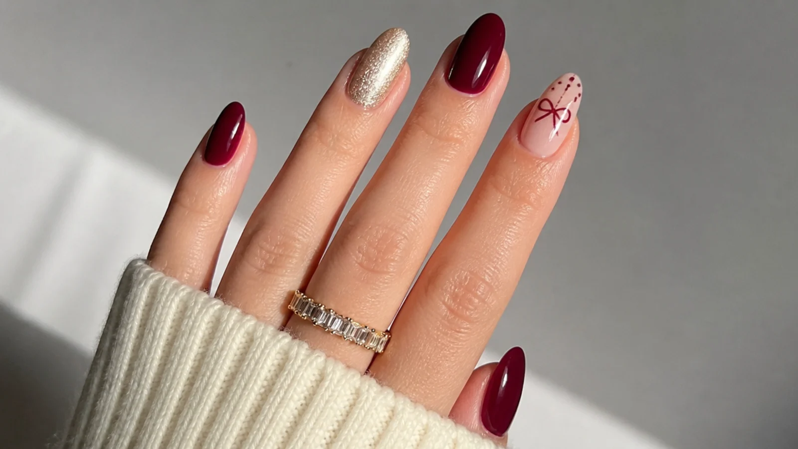 A well-sealed December gel manicure with cuticle oil for longevity