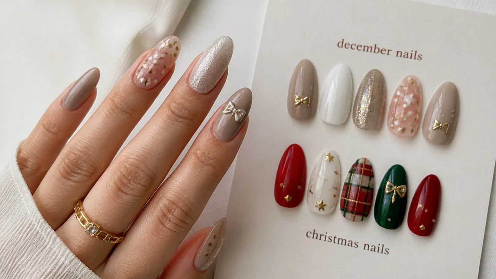 December nail range beside a narrower red-green Christmas nail set