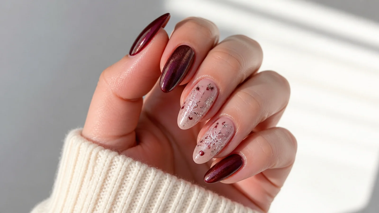 A well-sealed December gel manicure with cuticle oil for longevity