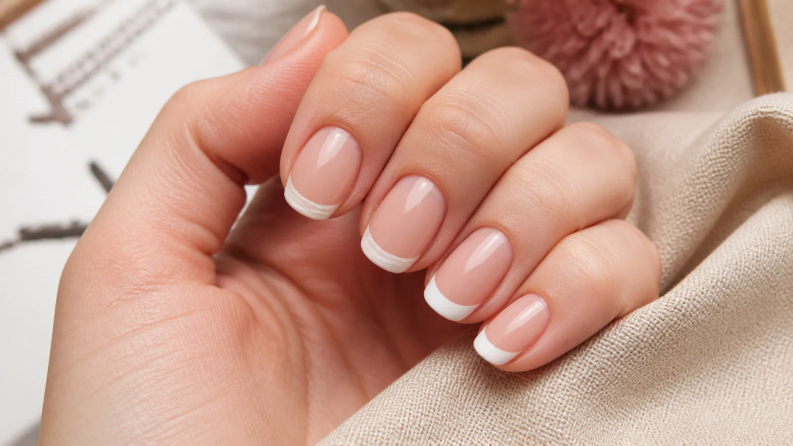 Two white French tips compared, one streaky and thin beside one smooth and fully opaque