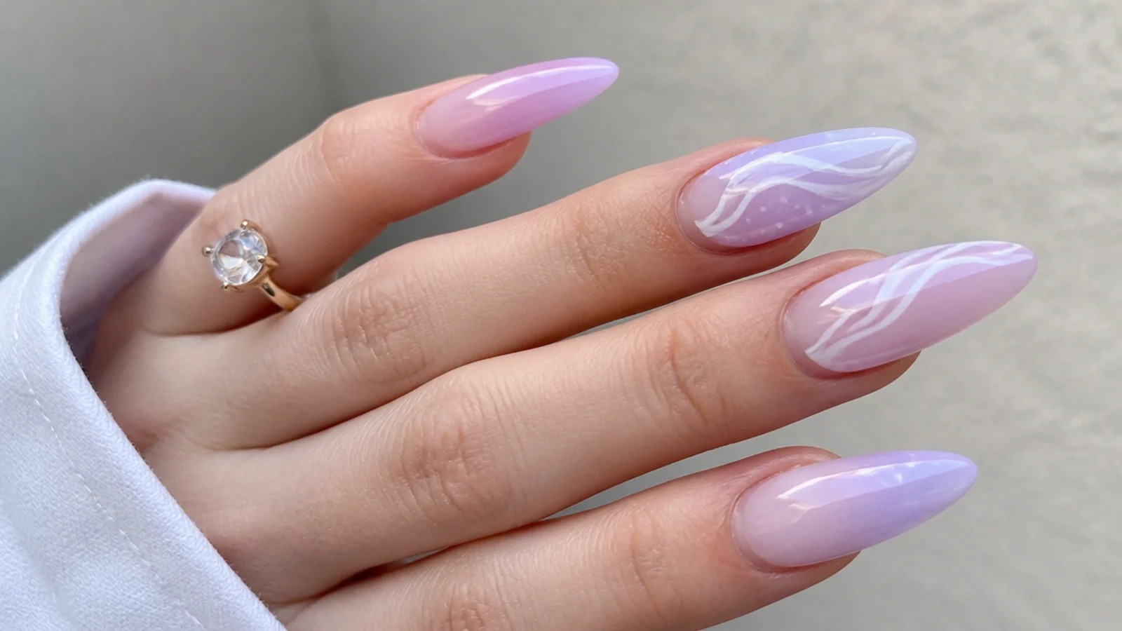 Building a milky lavender shade with sheer lilac and white acrylic