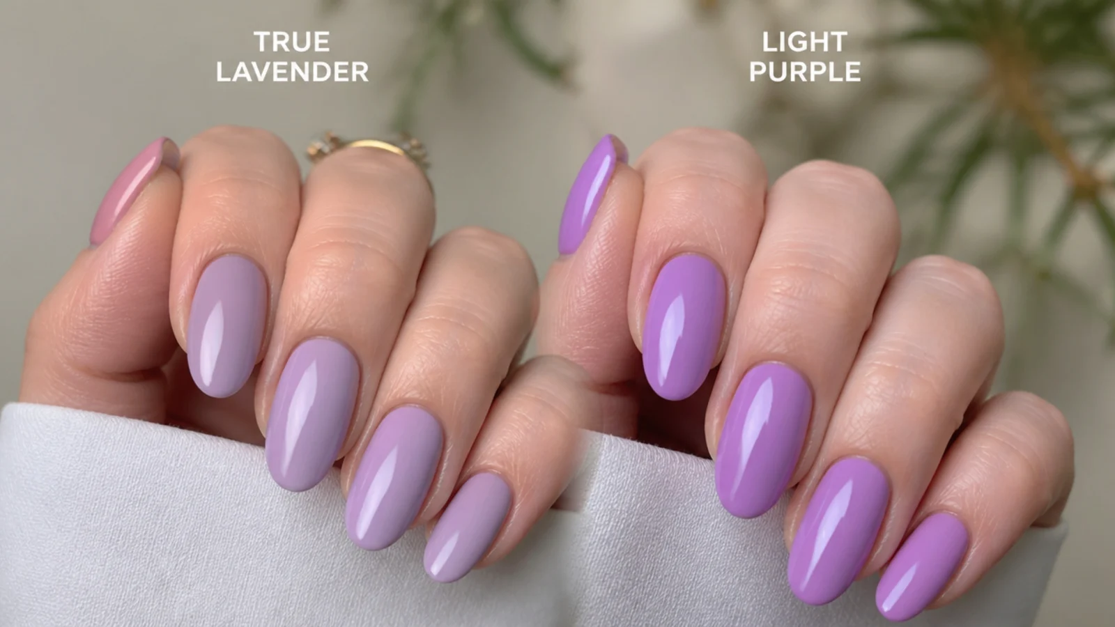 Side-by-side swatches of true lavender and a generic light purple